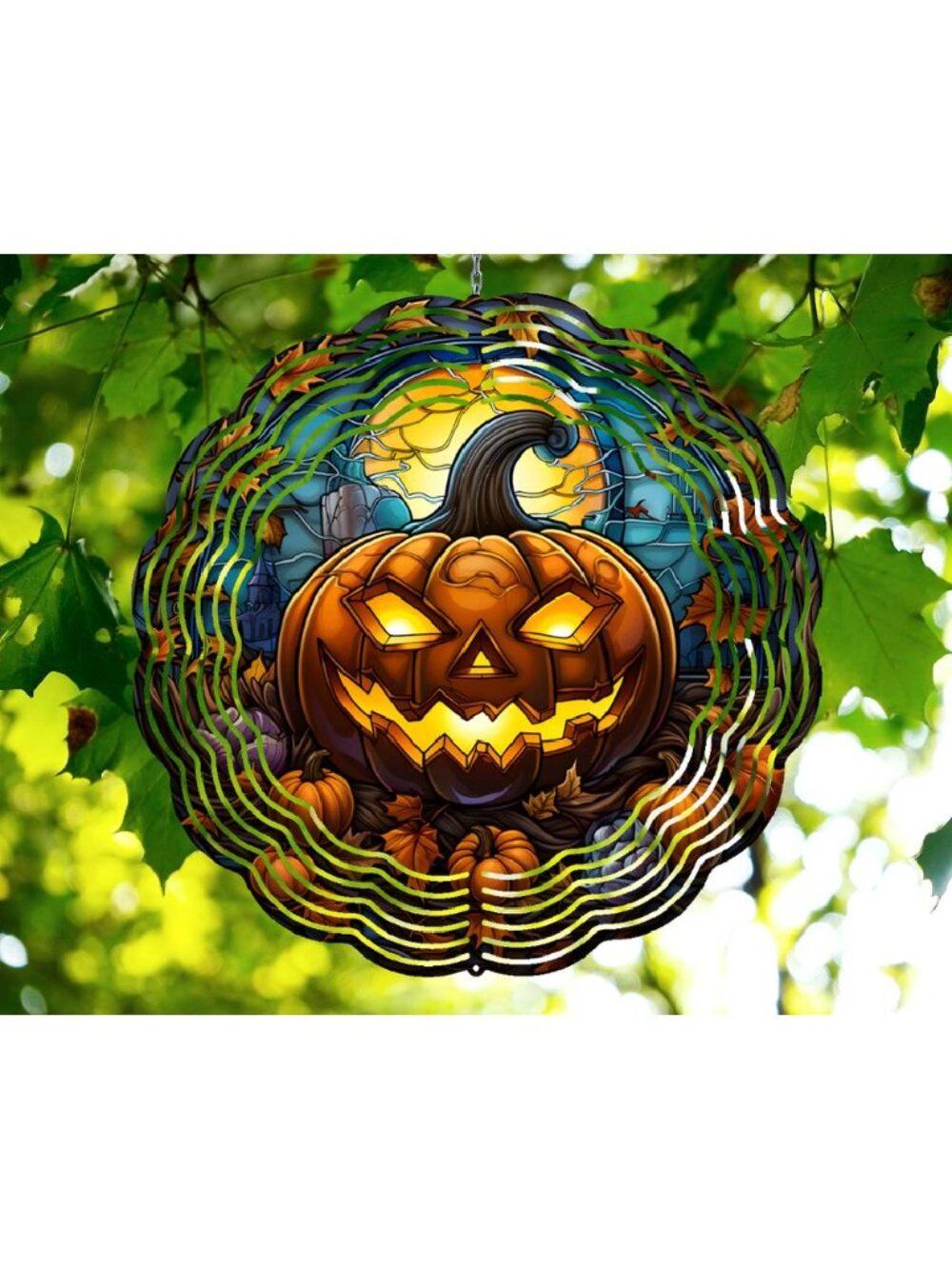 10 Inch Pumpkin Halloween Thanksgiving Wind Spinner Yard Decor Aluminum RWS-284